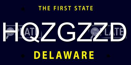 HQZGZZD Delaware License Plate