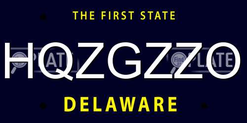 HQZGZZO Delaware License Plate