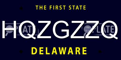 HQZGZZQ Delaware License Plate