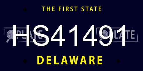 HS41491 Delaware License Plate