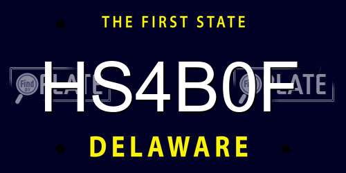 HS4B0F Delaware License Plate