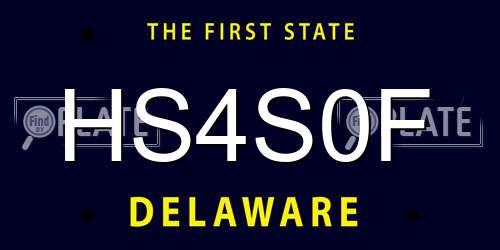 HS4S0F Delaware License Plate