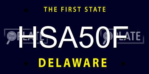 HSA50F Delaware License Plate