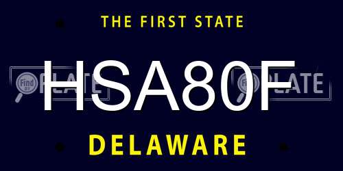 HSA80F Delaware License Plate