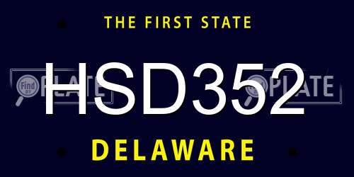 HSD352 Delaware License Plate