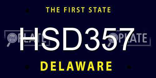 HSD357 Delaware License Plate