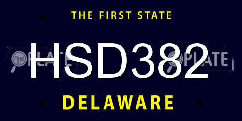 HSD382 Delaware License Plate