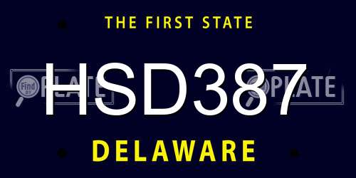 HSD387 Delaware License Plate