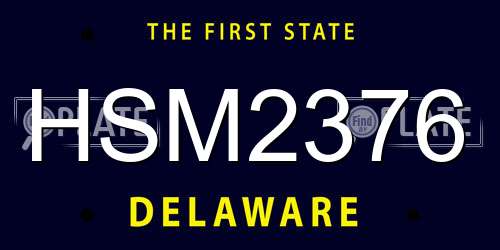 HSM2376 Delaware License Plate
