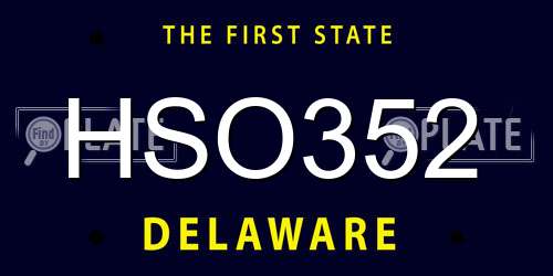 HSO352 Delaware License Plate
