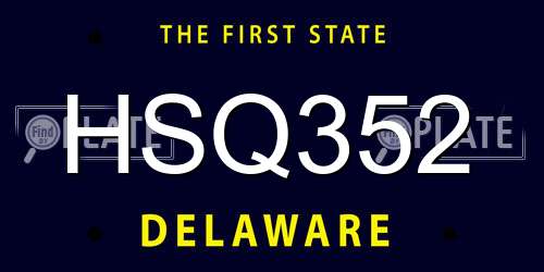 HSQ352 Delaware License Plate