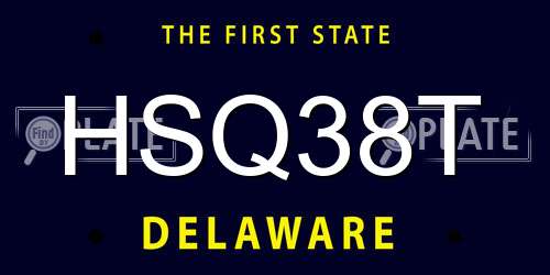 HSQ38T Delaware License Plate