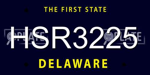 HSR3225 Delaware License Plate
