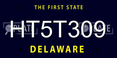 HT5T309 Delaware License Plate
