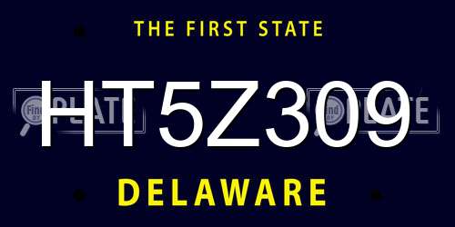HT5Z309 Delaware License Plate