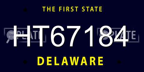 HT67184 Delaware License Plate