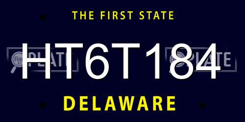 HT6T184 Delaware License Plate