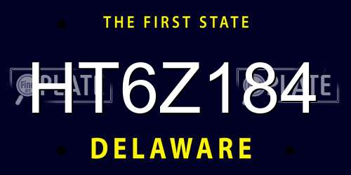 HT6Z184 Delaware License Plate