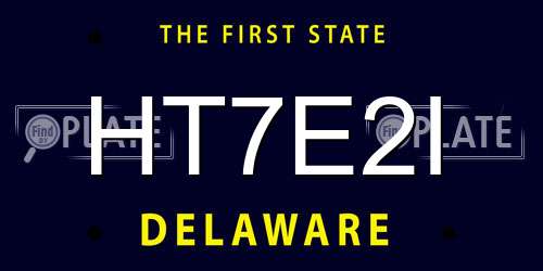 HT7E2I Delaware License Plate