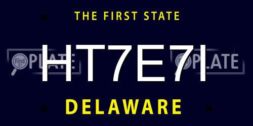 HT7E7I Delaware License Plate