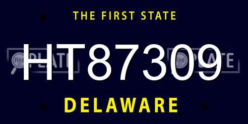 HT87309 Delaware License Plate