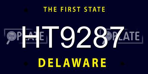 HT9287 Delaware License Plate