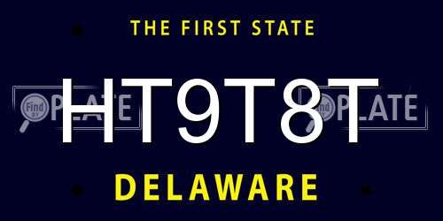 HT9T8T Delaware License Plate
