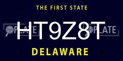HT9Z8T Delaware License Plate