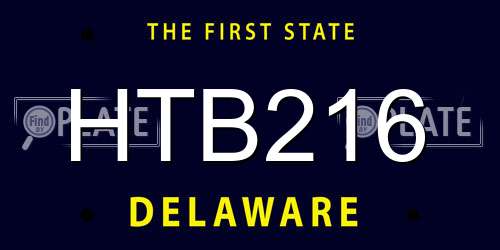 HTB216 Delaware License Plate