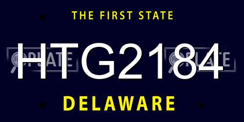 HTG2184 Delaware License Plate
