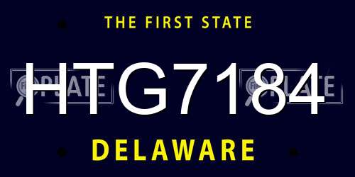 HTG7184 Delaware License Plate