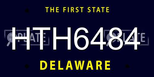 HTH6484 Delaware License Plate