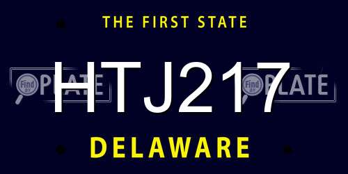 HTJ217 Delaware License Plate