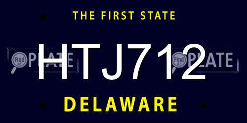 HTJ712 Delaware License Plate
