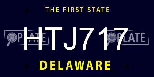 HTJ717 Delaware License Plate