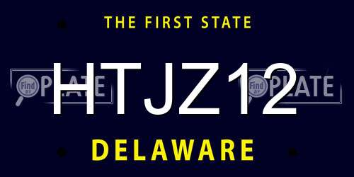 HTJZ12 Delaware License Plate