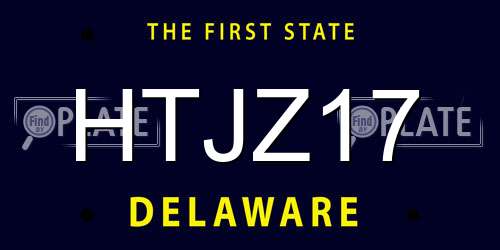 HTJZ17 Delaware License Plate