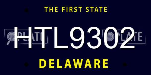 HTL9302 Delaware License Plate