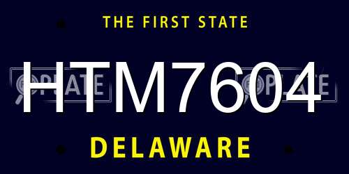 HTM7604 Delaware License Plate