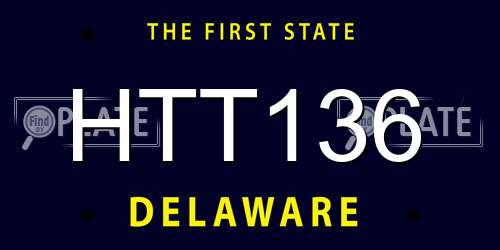 HTT136 Delaware License Plate