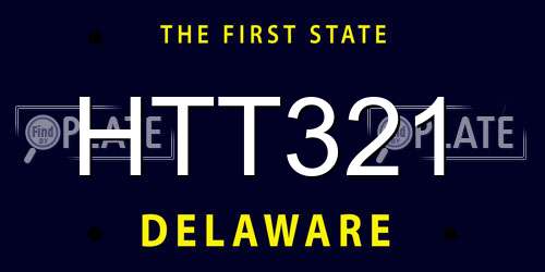 HTT321 Delaware License Plate