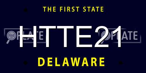 HTTE21 Delaware License Plate