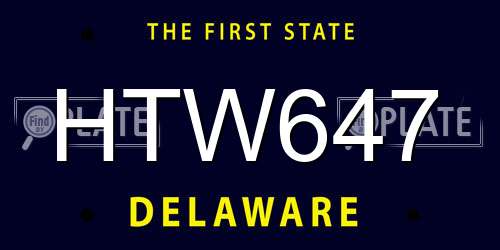 HTW647 Delaware License Plate