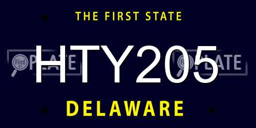 HTY205 Delaware License Plate