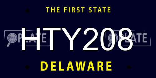 HTY208 Delaware License Plate
