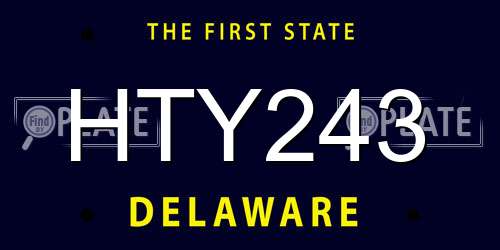 HTY243 Delaware License Plate