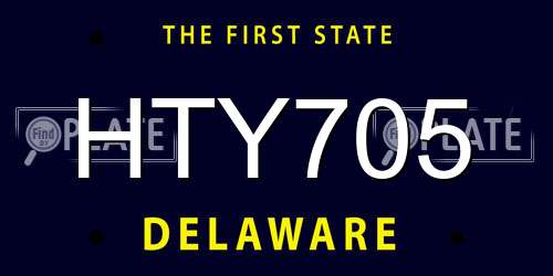 HTY705 Delaware License Plate