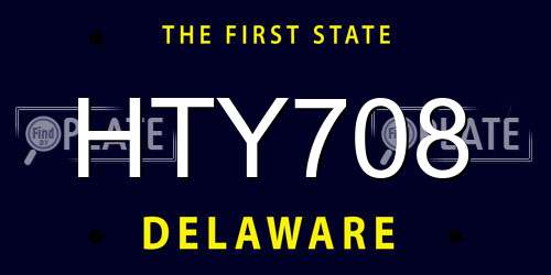 HTY708 Delaware License Plate