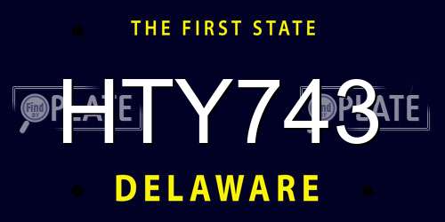 HTY743 Delaware License Plate