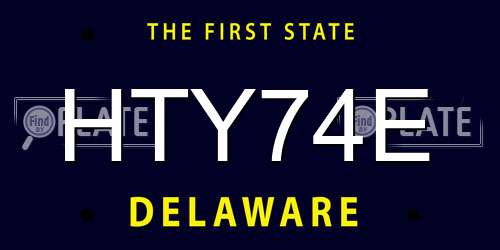 HTY74E Delaware License Plate